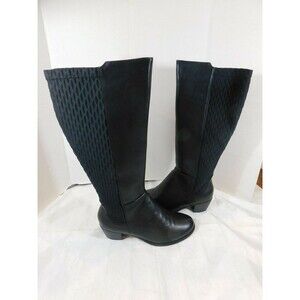Propet Women's Talise Knee High Stretch Back Riding Boots  11 M Black Leather